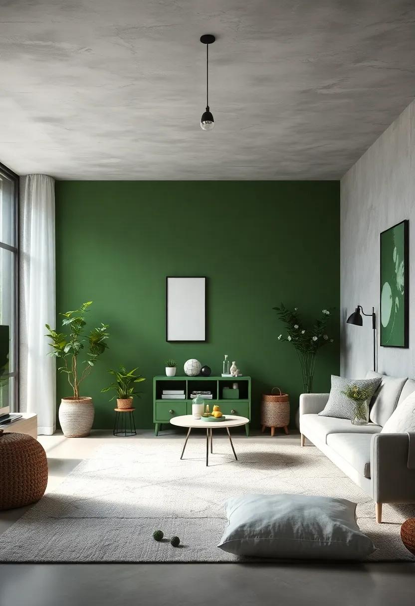 Subdued Green and Gray Tones Offering a Balanced and Soothing Monochrome Environment