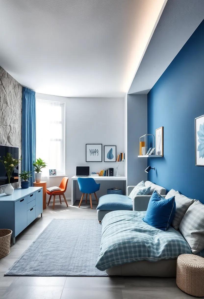 Subtle Shades of Blue Monochrome Invoking Serenity and Focus in Kids' Study Areas