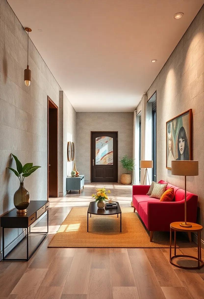 Natural Light Mapping Patterns Across Textured Wallpaper to Bring Hallway Walls to Life