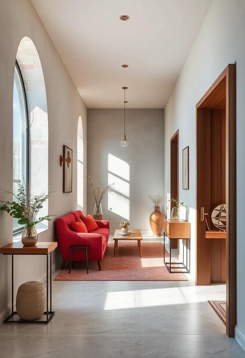 Soft Hues of Pastel Wall Colors Enhancing Hallway Light Reflection for a Serene Ambiance