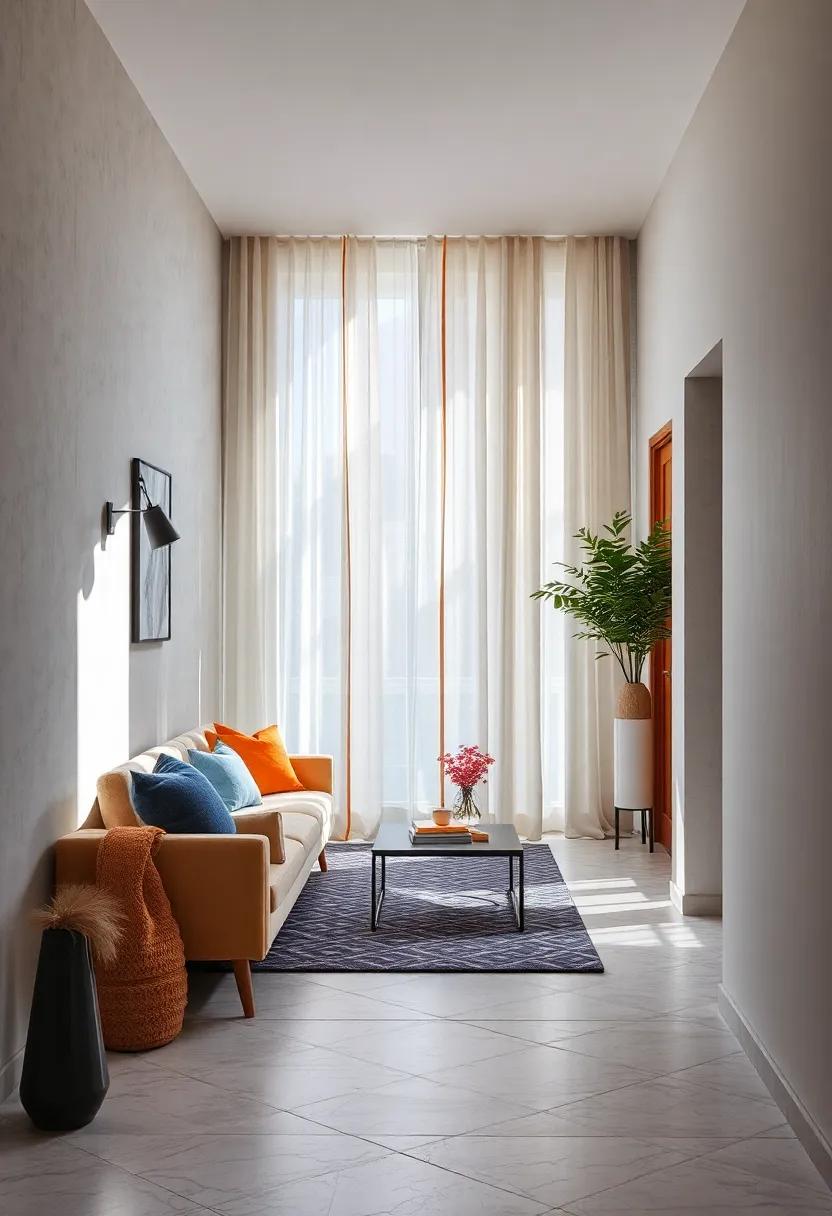 The Subtle Dance of Sunbeams Through Sheer Curtains Brightening Narrow Hallway Corners