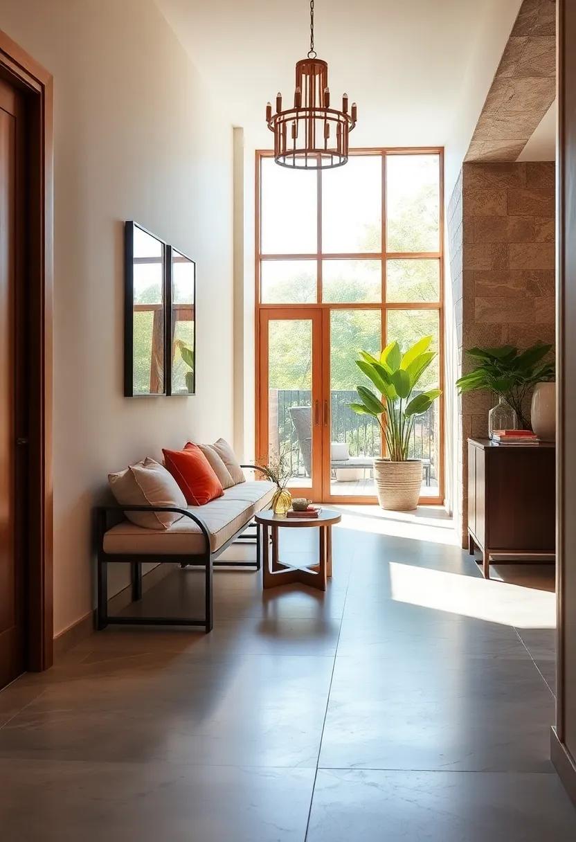 Sun-Kissed Hallway Benches Positioned Near Windows to Capture Warmth and Natural Illumination