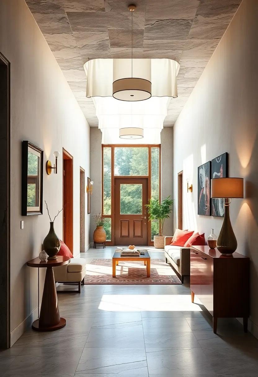 Translucent Lampshades Enhancing Daylight Flow and Softening Shadows in Narrow Hallways