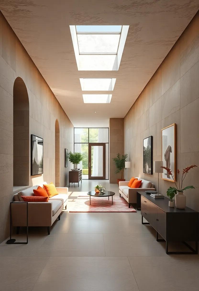 Voids and Openings in Hallway Ceilings Inviting Natural Light to Flow Into Dim Interior Spaces