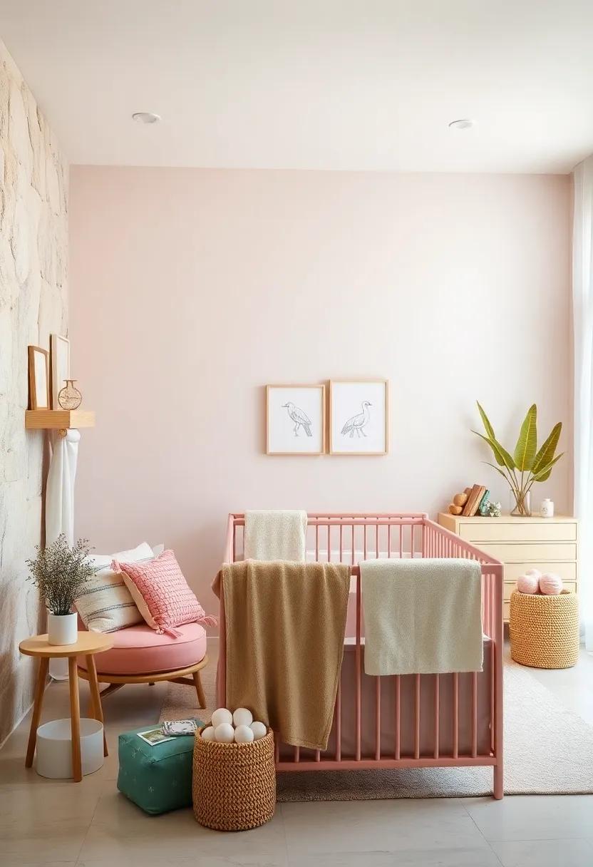 Serene Pastel Color Palettes Evoking Calm and Warmth in a Newborn Nursery Space