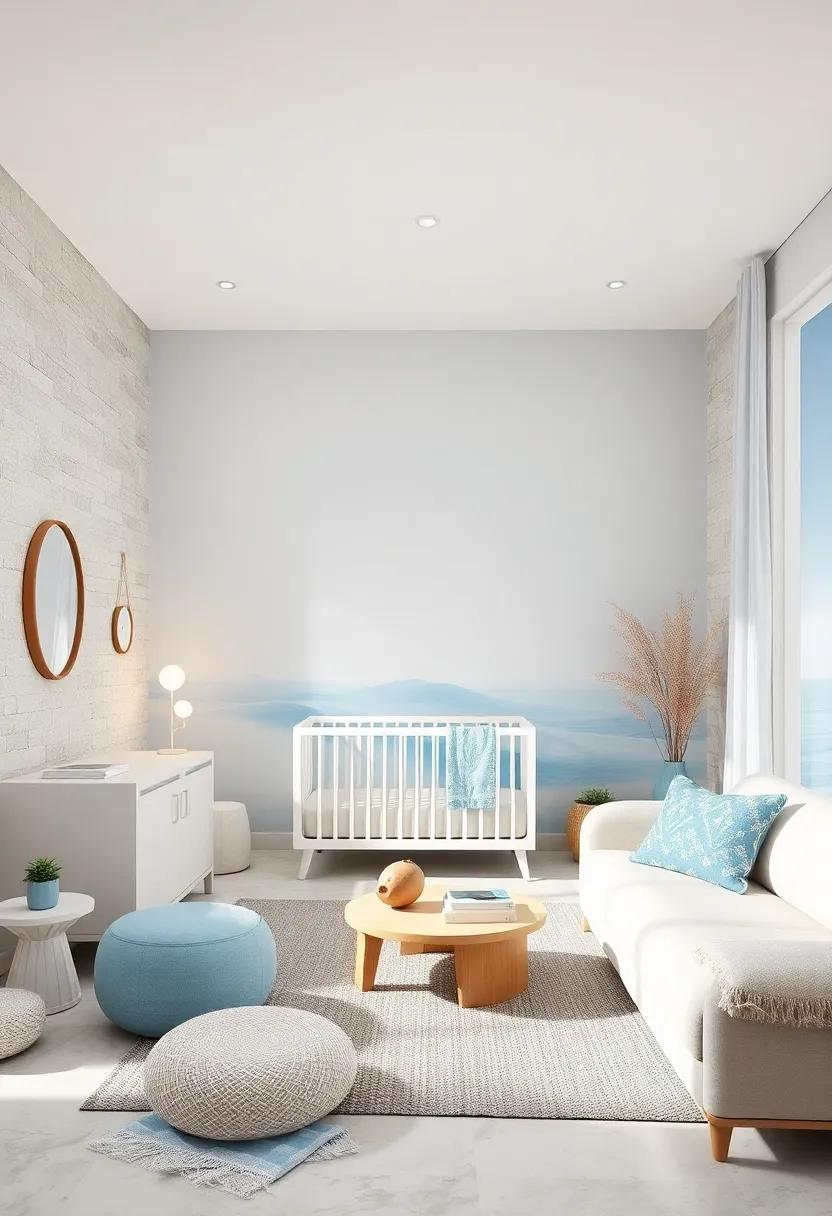 Calming Ocean and Sky Themes Bringing Tranquility Through Soft Blue and White Hues