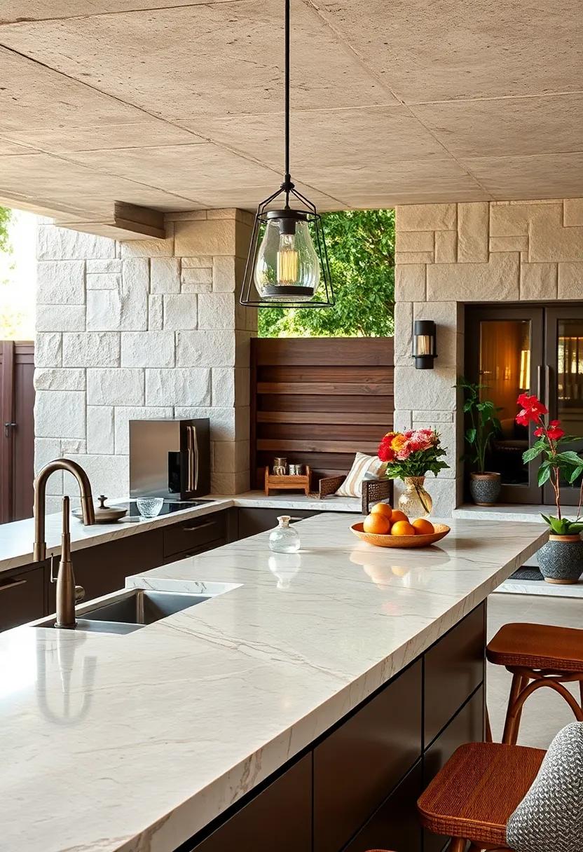Bold Geometric Patterns on Counter Surfaces Inspiring Modern Style and Visual Interest Outdoors