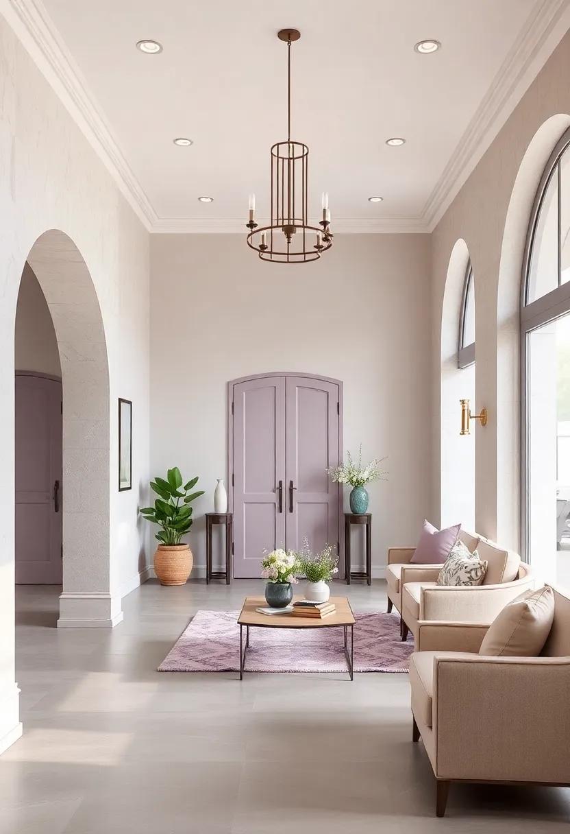 Cream and Lilac Blend Offering a Soft Yet Structured Feel to Modern Entryways