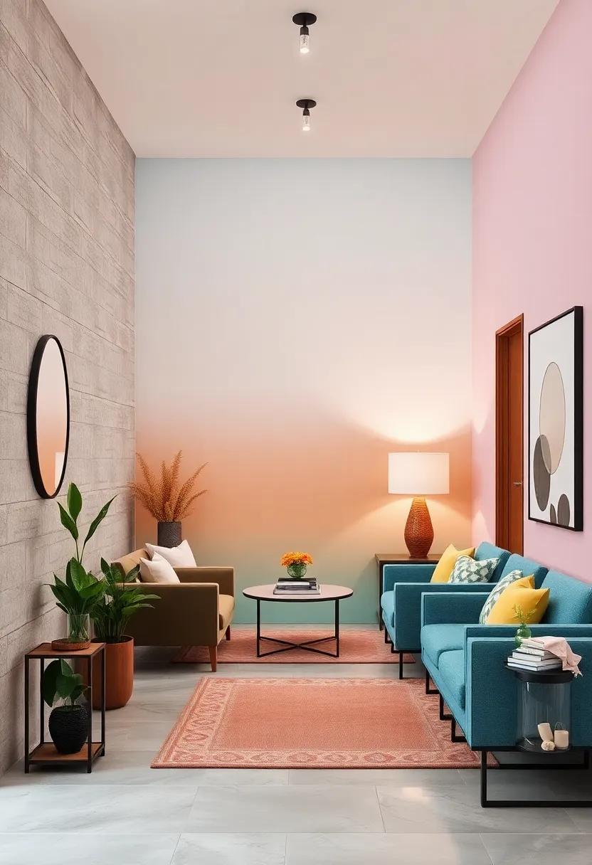 Pastel Ombre Wall Murals Lending a Contemporary Touch to a Gentle Entry Space