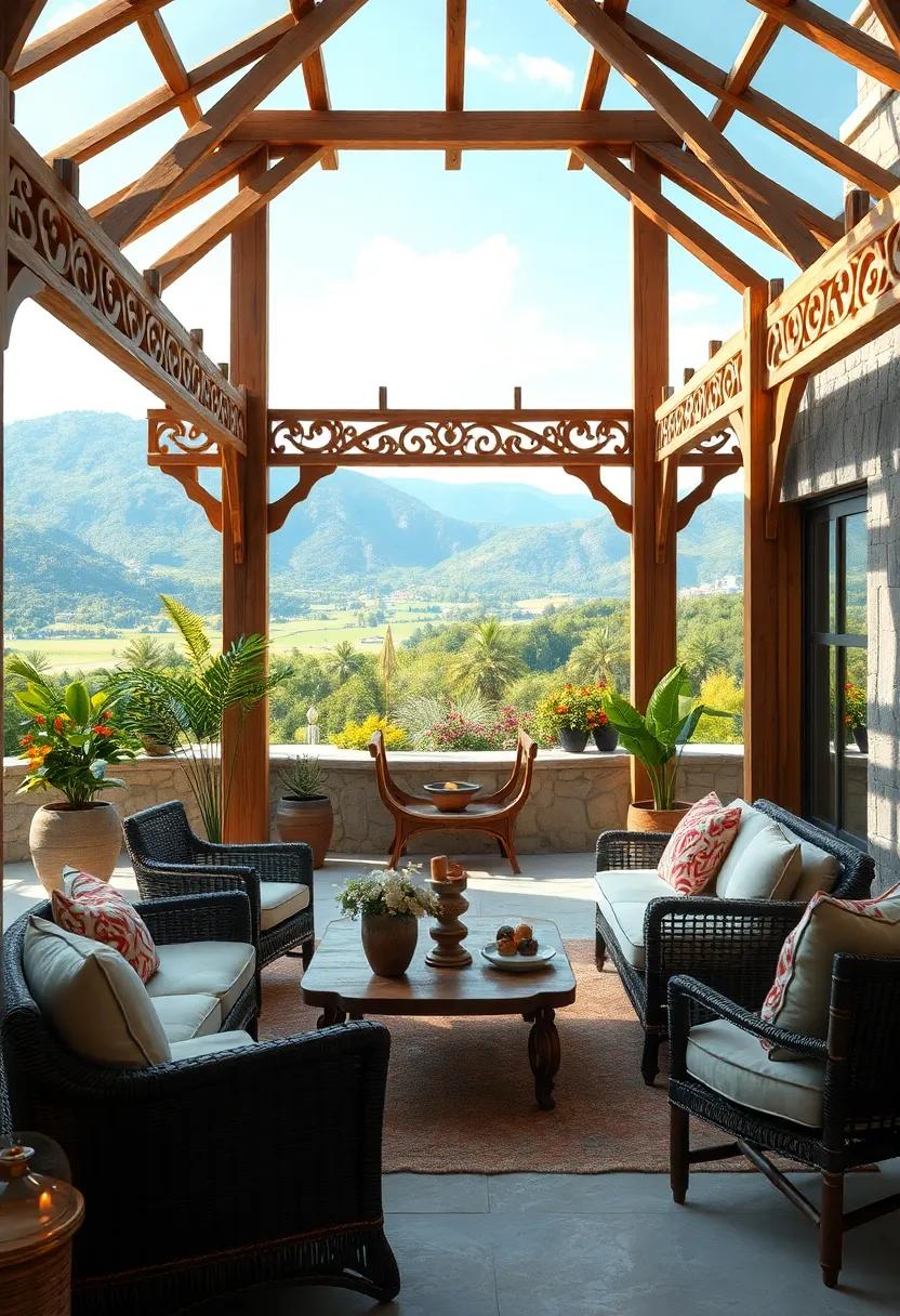 Intricately Carved Timber Gazebos Framing Picturesque Views with a Vintage Flair