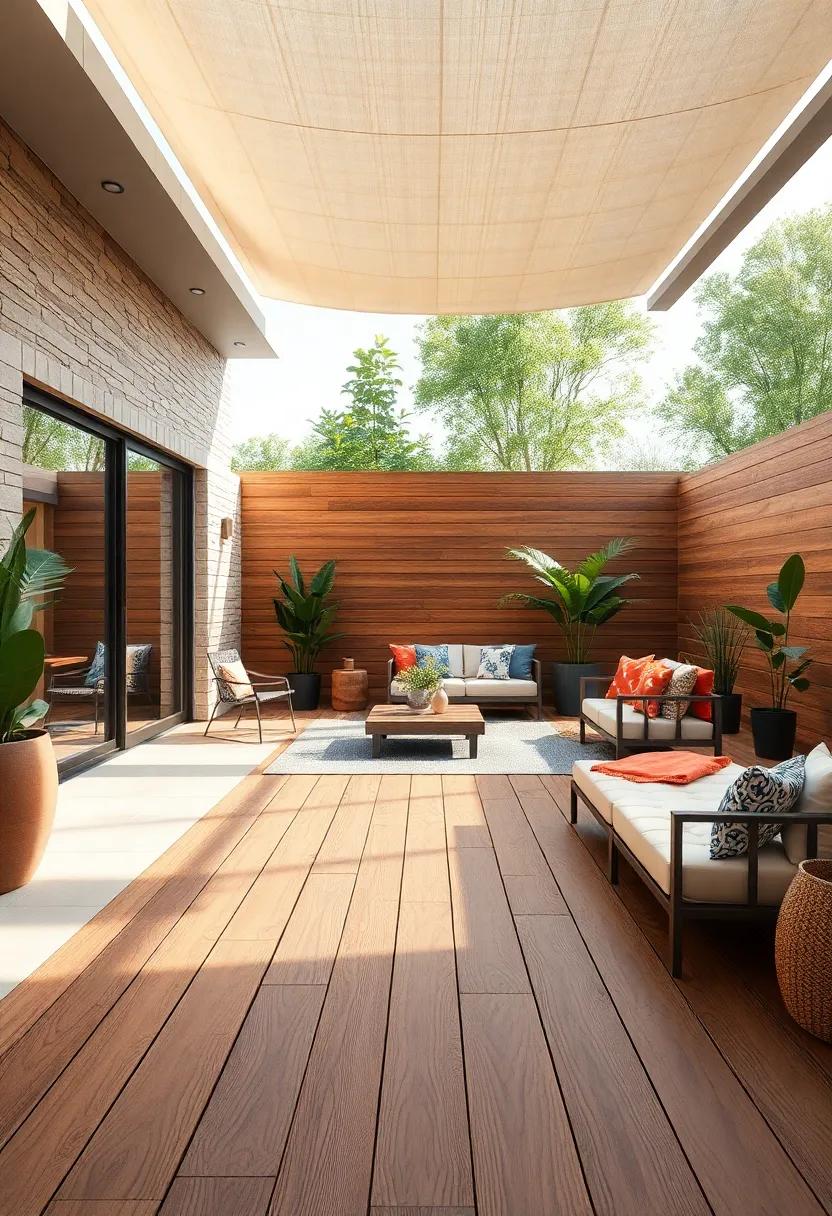 Layered Wooden Decking with Flowing Lines Enhancing Organic Movement in Outdoor Design