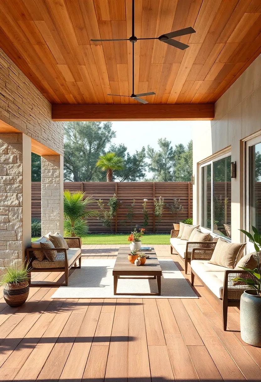 Sun-Dappled Decks Featuring Rich Wood Grains and Expansive Open-Air Relaxation Spaces
