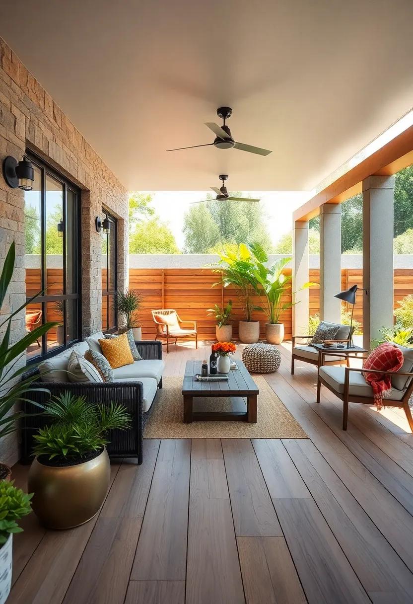 Wide Plank Pine Flooring Bringing a Warm Inviting Foundation to Outdoor Lounge Zones