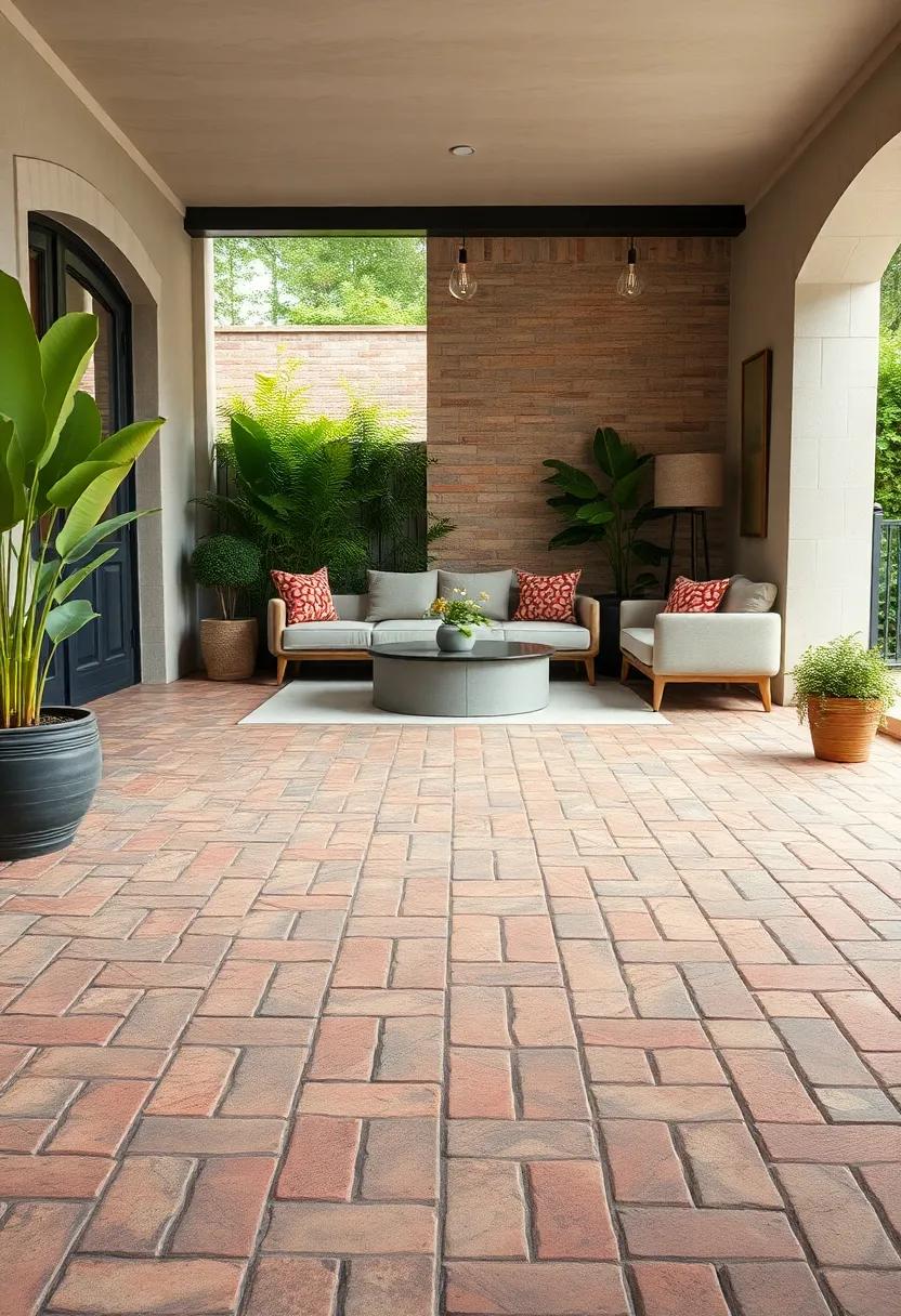 Intricate Patterns of Herringbone Brick Flowers Creating Depth and Movement