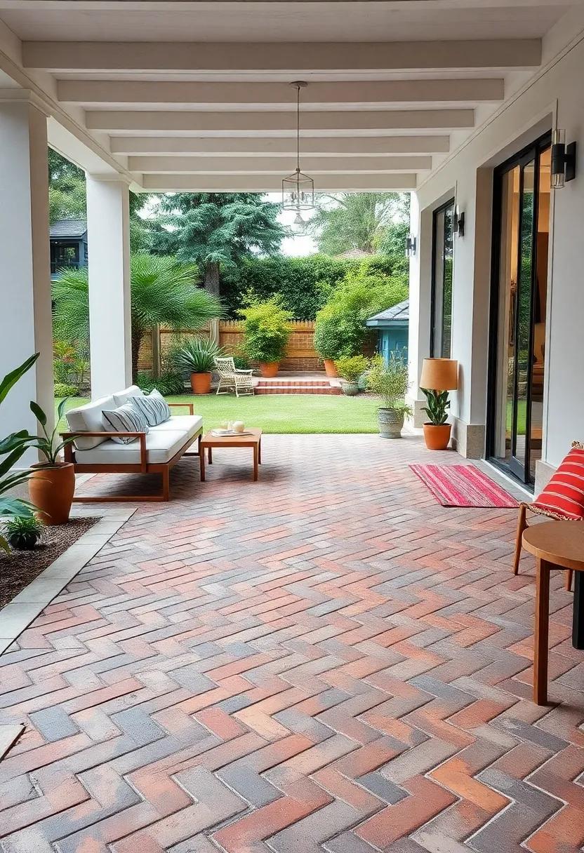 The Dynamic Curves of a Herringbone Path Leading Through a Tranquil Garden