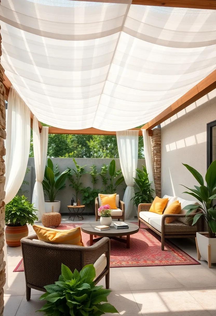 Installing a Canopy or Pergola Draped with Sheer Fabric for Dreamy, Filtered Light