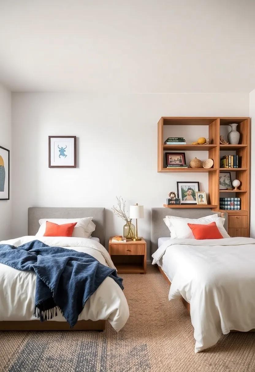 Customizable Shelving Units Displaying Personal Collections to Celebrate Hobbies and Stories of Each Sibling