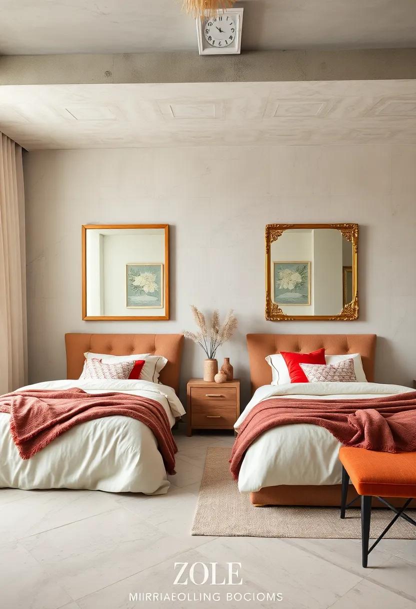 Mirrored Surfaces with Decorative Frames to Enhance Light and Space While Reflecting Unique Styles Side by Side