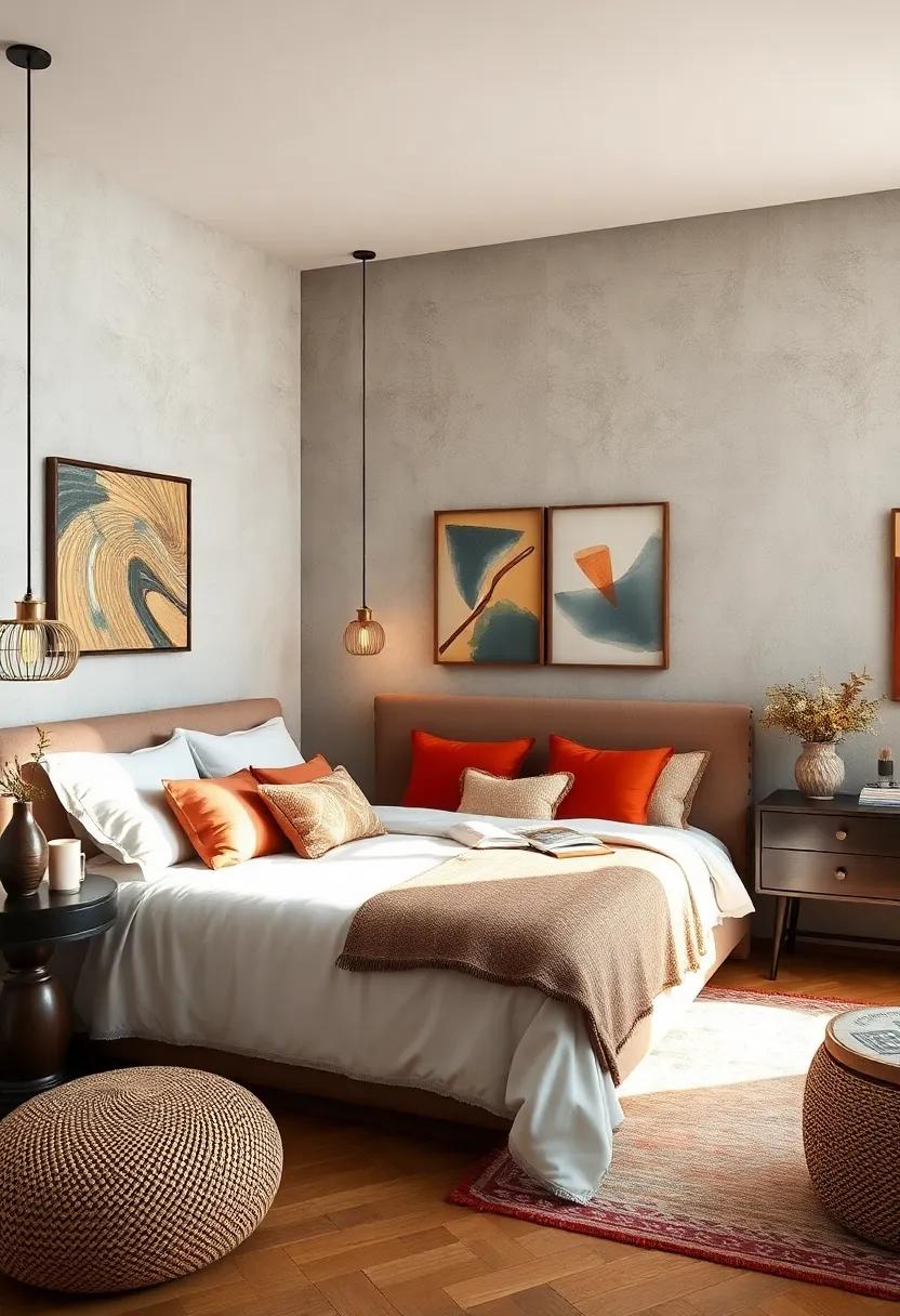 Punctuating Bedrooms with Metallic Accents for a Touch of Glamour Amidst Eclectic Styles