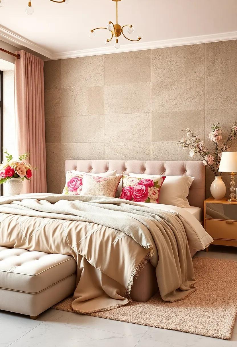 Floral Accent Pillows and Throws Featuring Roses, Peonies, and Soft Blossoms in Warm Hues