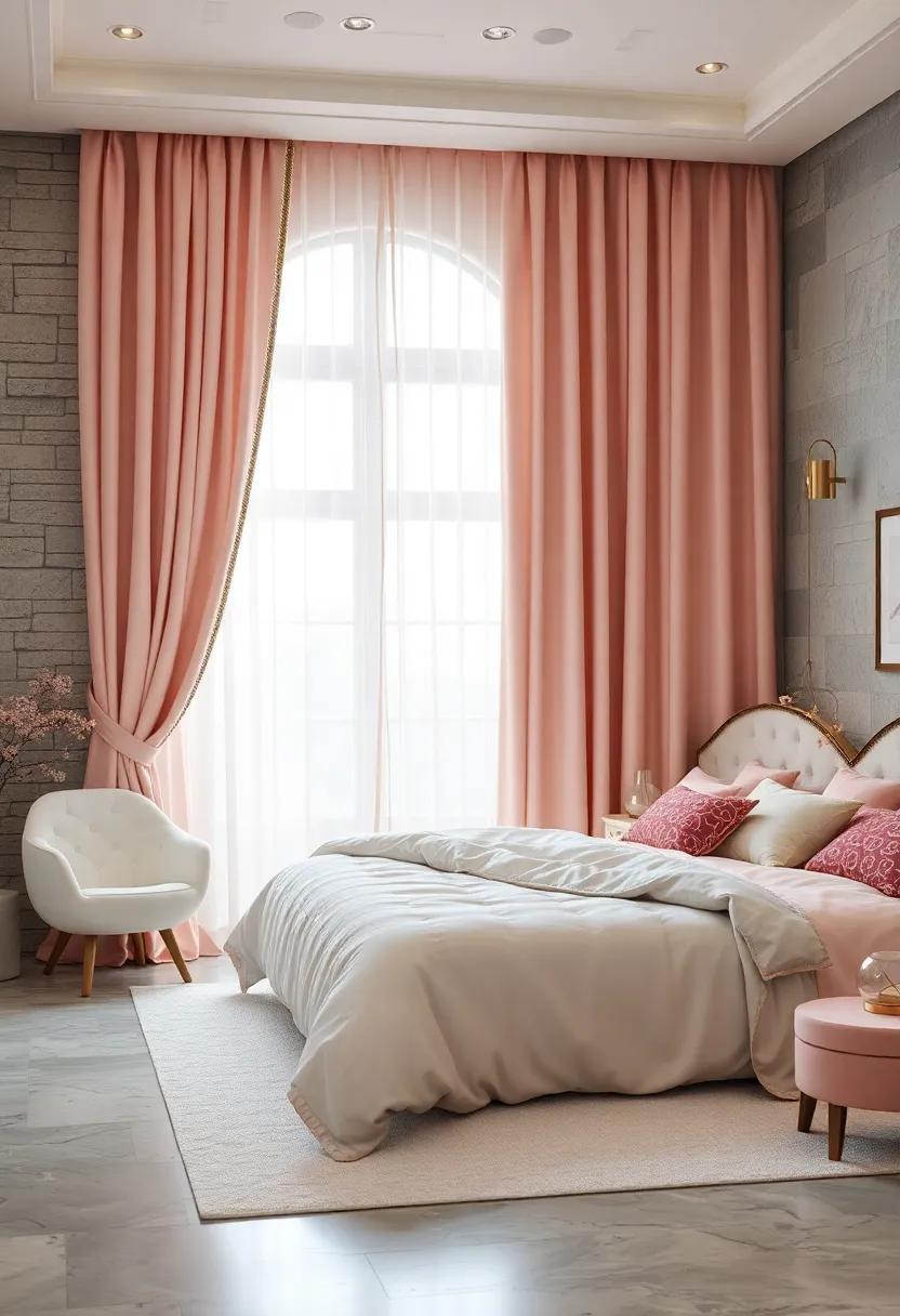 Gentle Pastel Ombre Drapes with Metallic Thread Accents Adding Subtle Shine and Texture