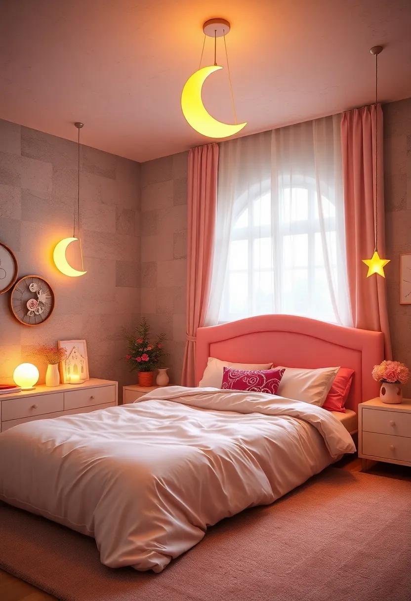 Glowing Night Lamps Shaped Like Castles, Moons, and Stars Creating Soft Bedtime Light