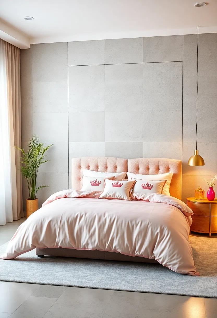 Plush Bedding Sets Featuring Silhouettes of Royal Crowns, Stars, and Magical Wands