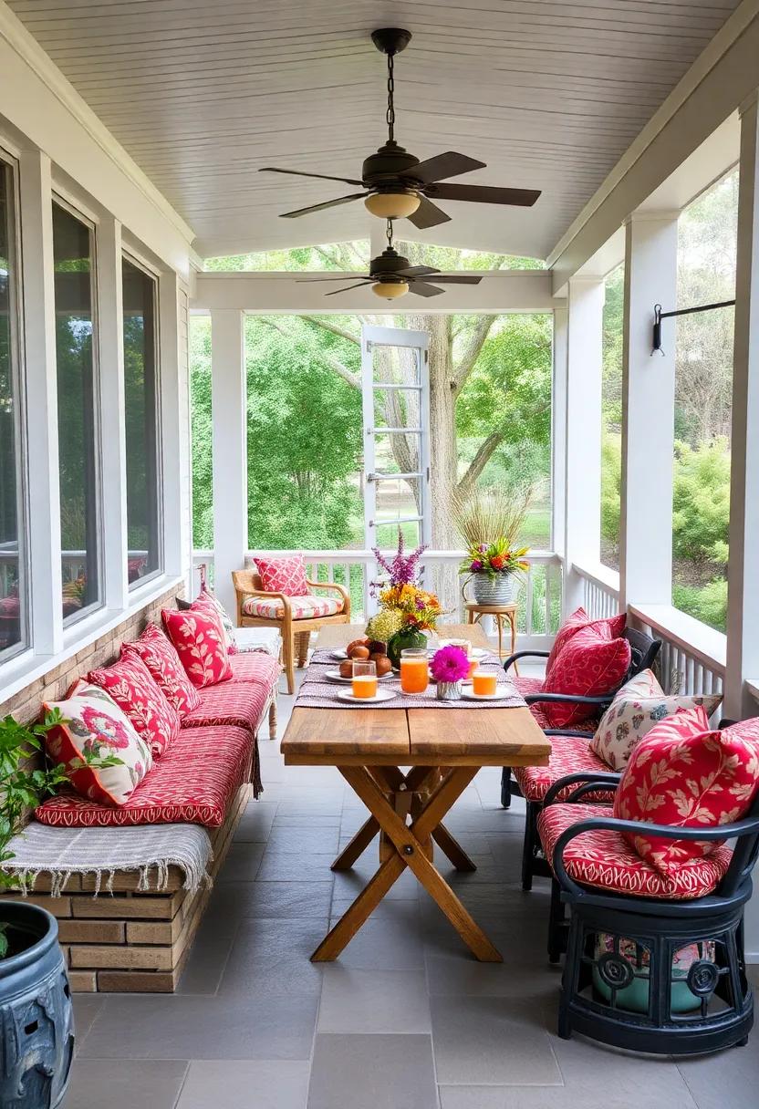 Bohemian Vibes Illustrated by Colorful Fabrics, Patterned Cushions, and Eclectic Tableware