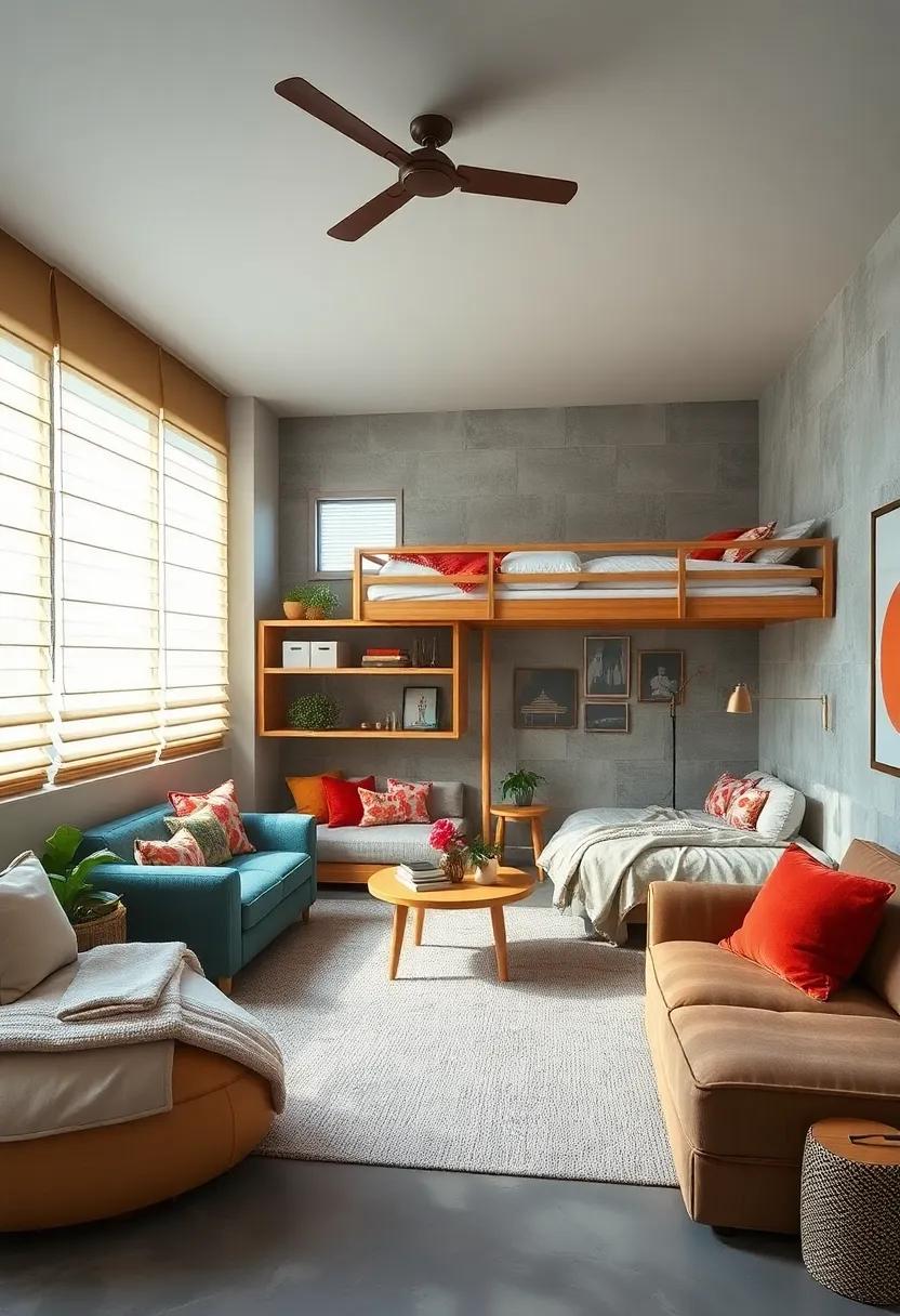 Layered Window Treatments to Control Light and Privacy in Loft Bed Shared Spaces