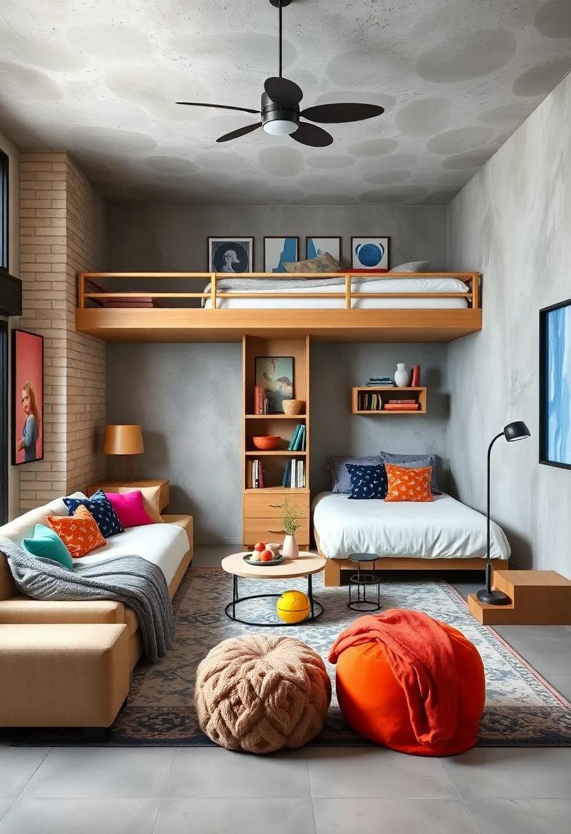 Choosing Bright and Playful Wall Art to Enhance Fun Shared Living Areas with Loft Beds