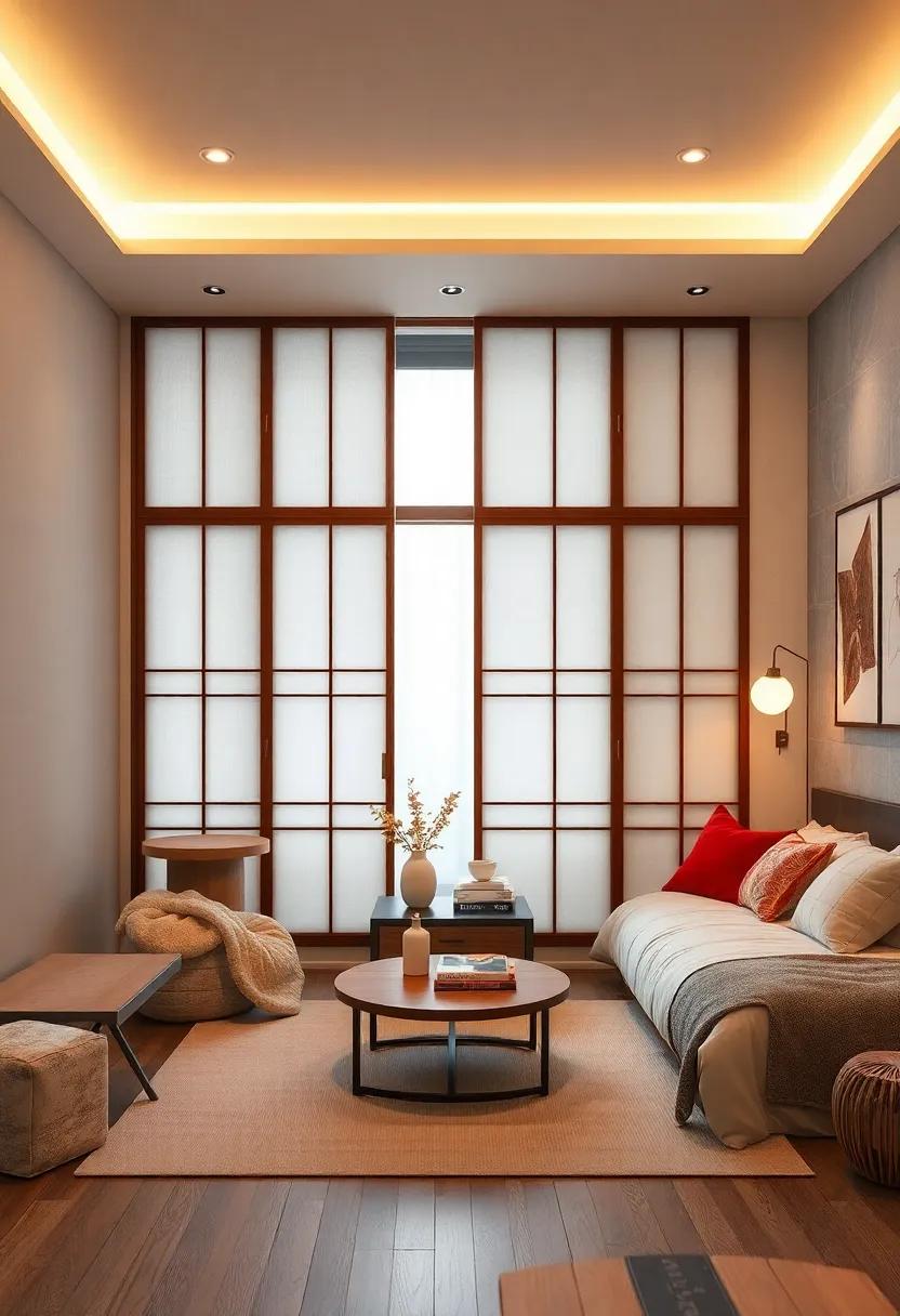 Foldable Japanese Shoji Screens Infusing Minimalist Elegance and Soft Diffused Light Between Shared Spaces