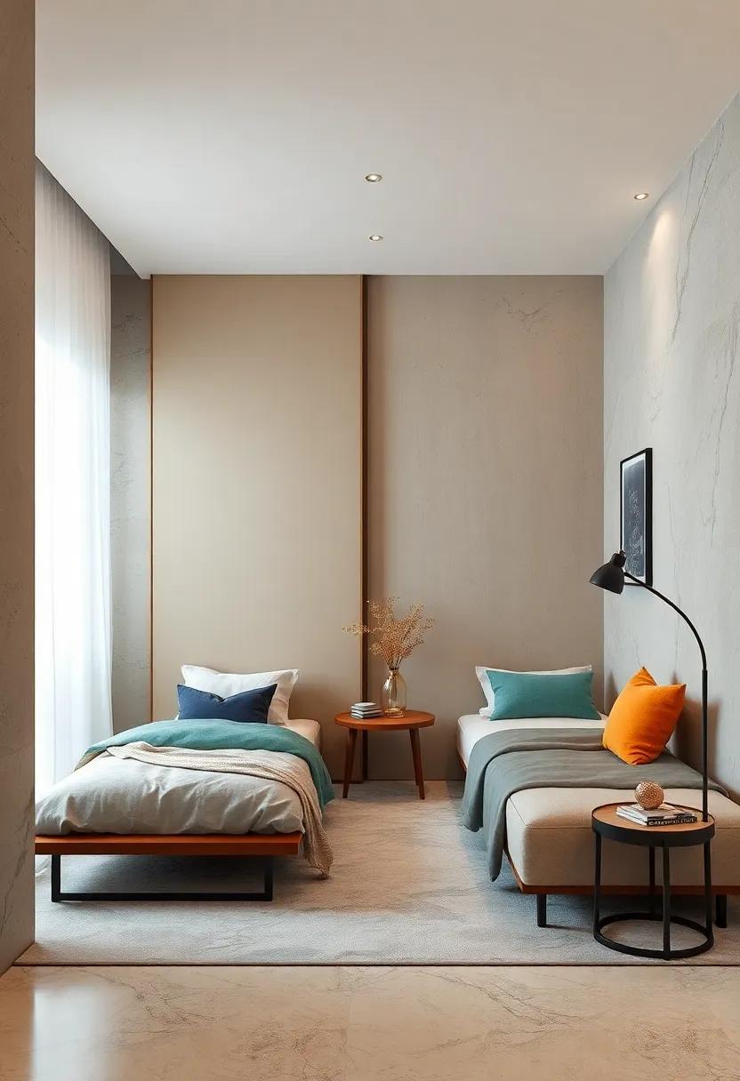 Rotating Lacquered Panels Offering Adjustable Privacy and Bold Visual Statements for Shared Rooms