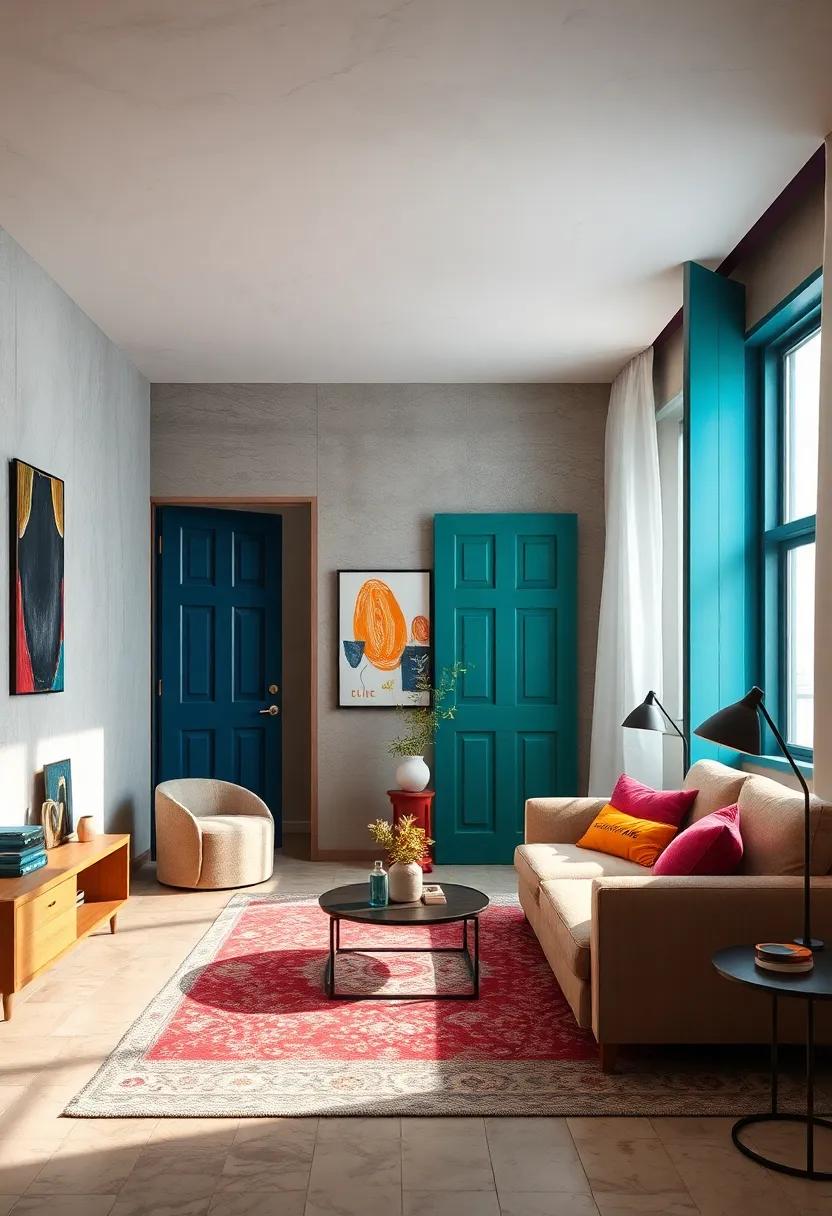 Upcycled Doors Repurposed as Colorful Dividers That Highlight Sustainability and Unique Style Choices