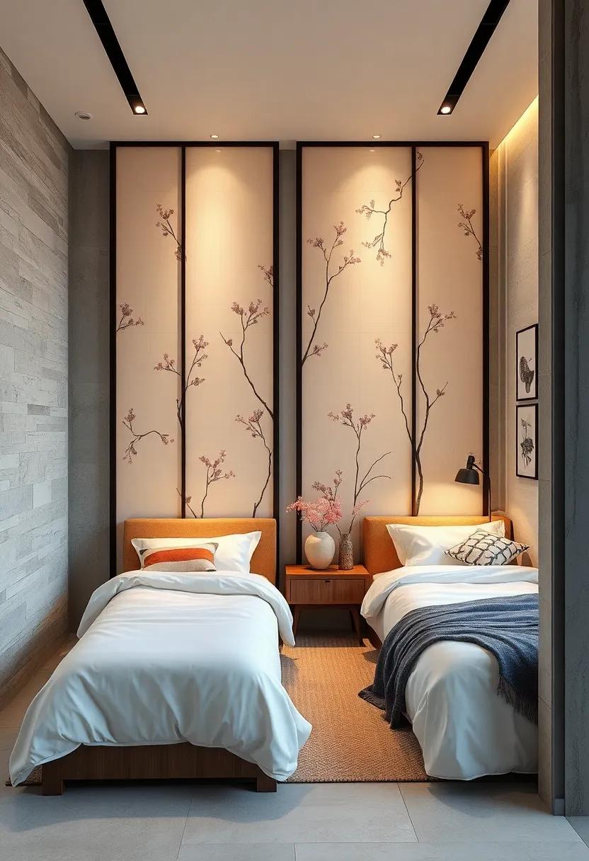 Washi Paper Panels with Delicate Prints Transforming Dividers into Artistic, Ambient Room Features