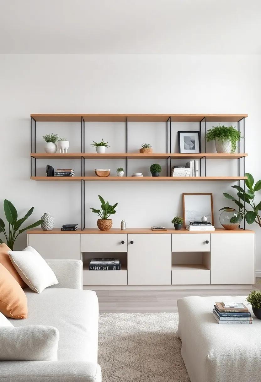 Clean Shelving Units Styled With Geometric Planters and Art Books for a Chic, Refined Look