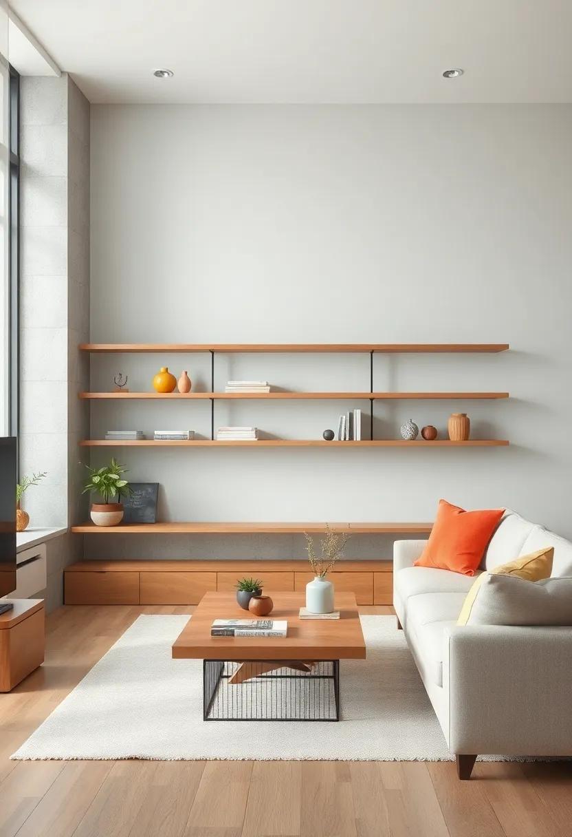 Linear Shelving Units Framed by Soft Pastel Backdrops to Evoke Calm and Order