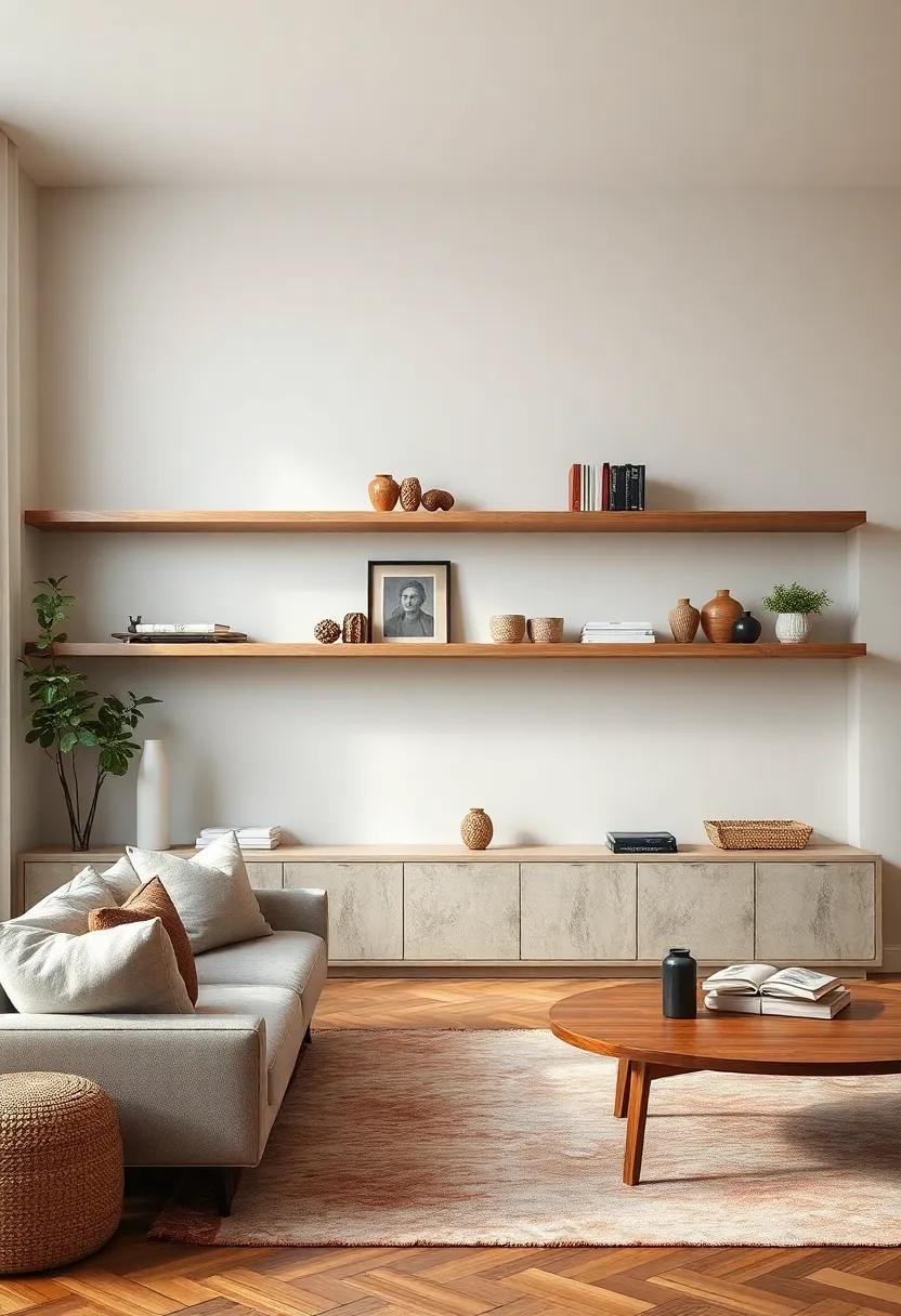 Monochromatic Shelving Styled With Varying Textures for Soft Yet Defined Visual Interest