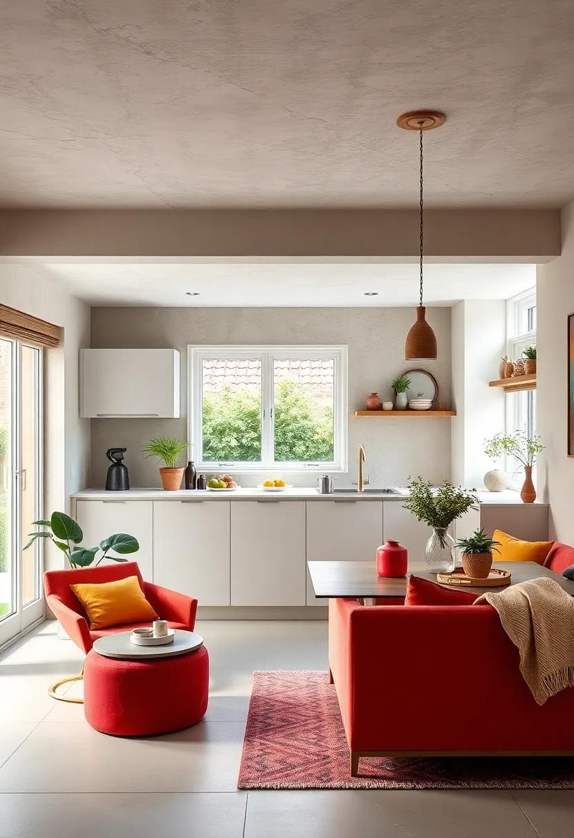 Bold Color Accents That Inject Personality Into Minimalist Small Kitchen Extensions