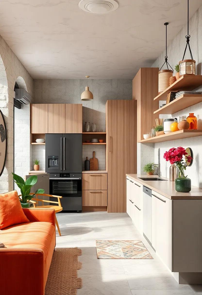 Vertical Space Utilization Through Tall Cabinets And Hanging Racks In Small Kitchen Areas