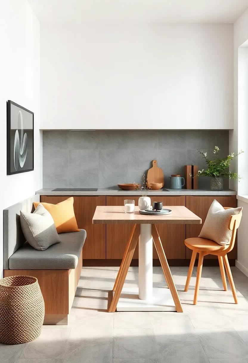 Chic Scandinavian Style Tables with Light Wood and Clean Lines for Serene Compact Kitchen Areas