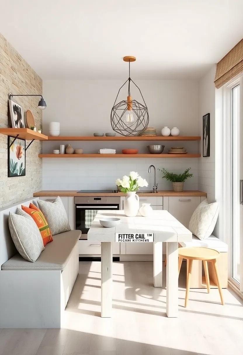 Coastal-Inspired Whitewashed Wooden Tables Bringing a Relaxed Breeze to Small Kitchen Spaces