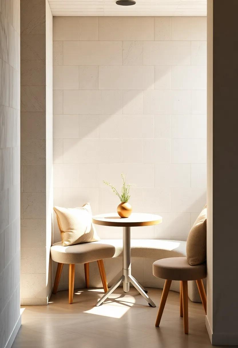 Cozy Corners with Round Compact Tables Perfect for Intimate Kitchen Nooks Bathed in Soft Natural Light