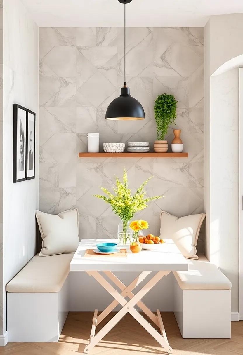 Minimalist White Folding Tables That Transform Small Kitchen Spaces into Airy Cozy Corners