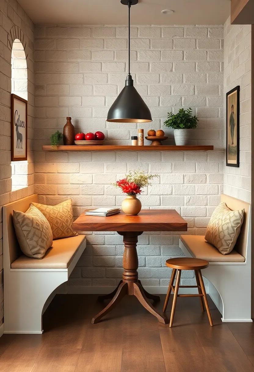 Rustic Wooden Nook Tables Bringing Warmth and Texture to Small Kitchens with Vintage Charm