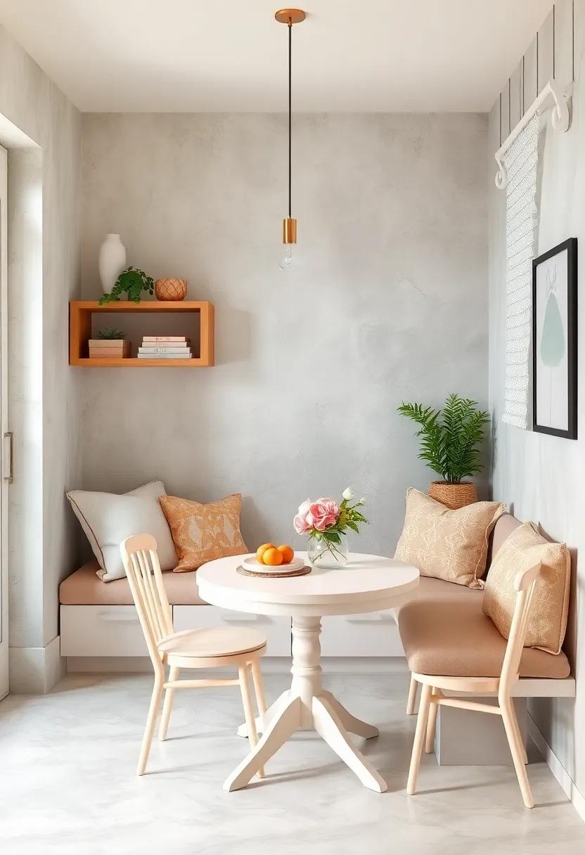Soft Pastel Painted Tables Inviting Brightness and Cheerfulness to Petite Kitchen Nooks