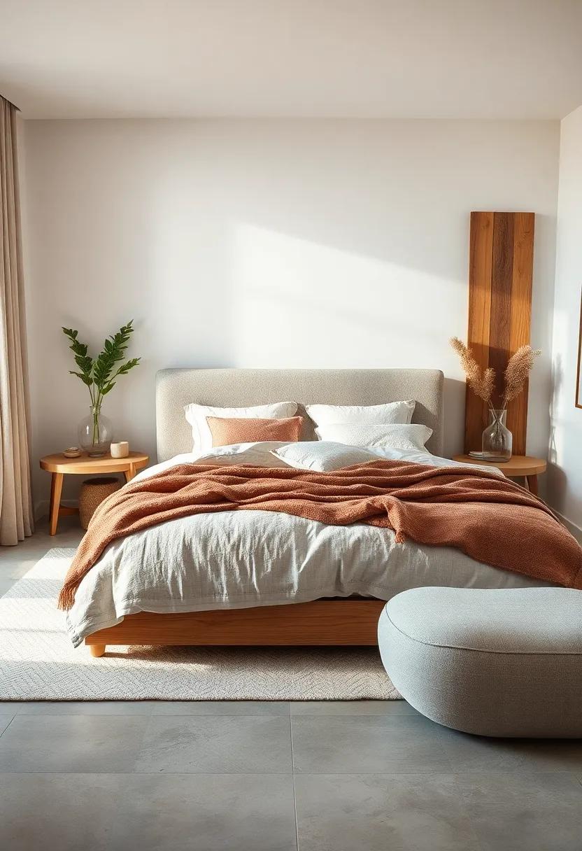 Calming Neutral Backdrops Highlighting the Natural Grain and Texture of Handmade Wooden Furniture Pieces