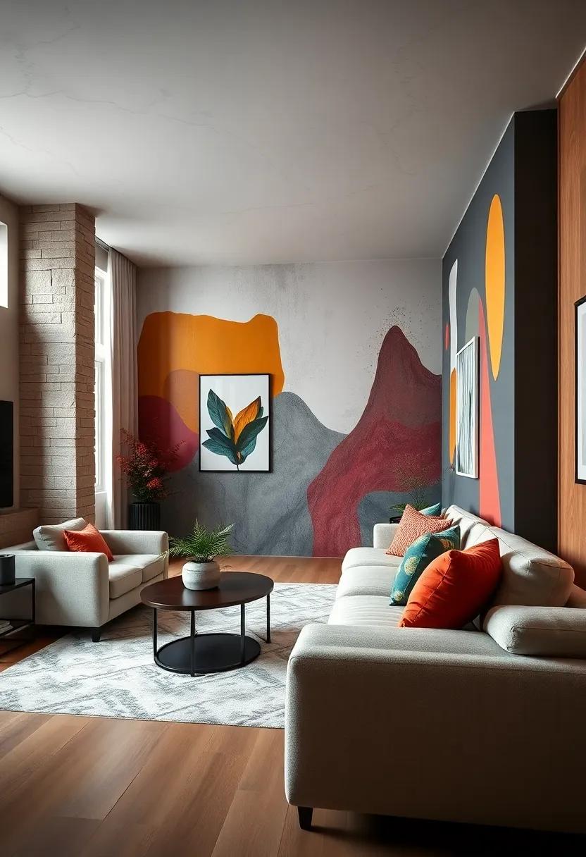 Statement Accent Walls Featuring Bold Paint Colors, Wallpaper Patterns, or Artistic Murals