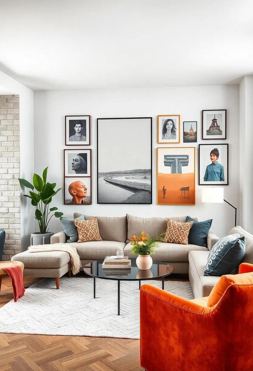 Eclectic Wall Art Displays That Blend Modern Prints With Vintage Photographs for Visual Interest