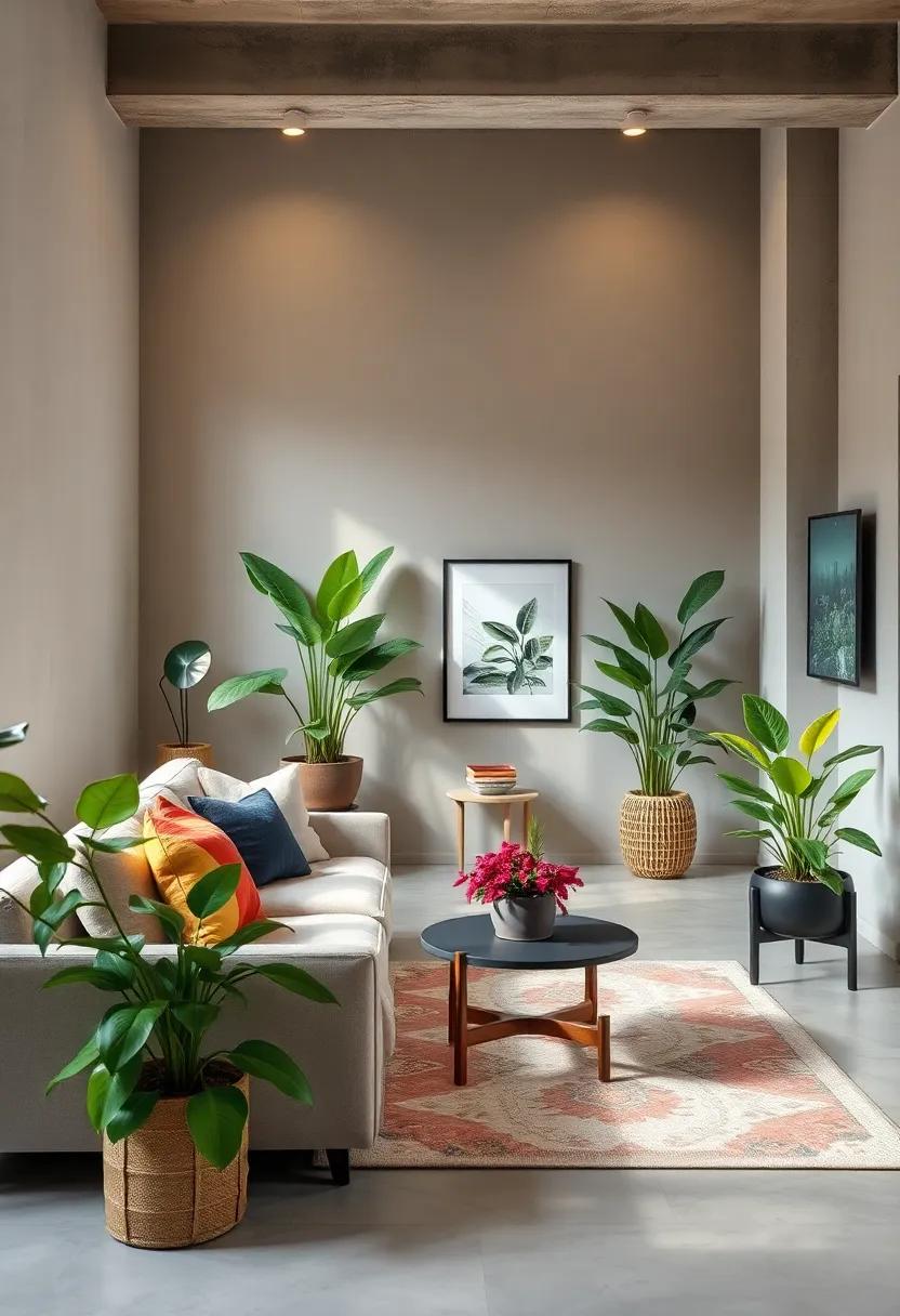 Vibrant Indoor Plant Arrangements Adding Life, Color, and Freshness to Your Living Room Atmosphere