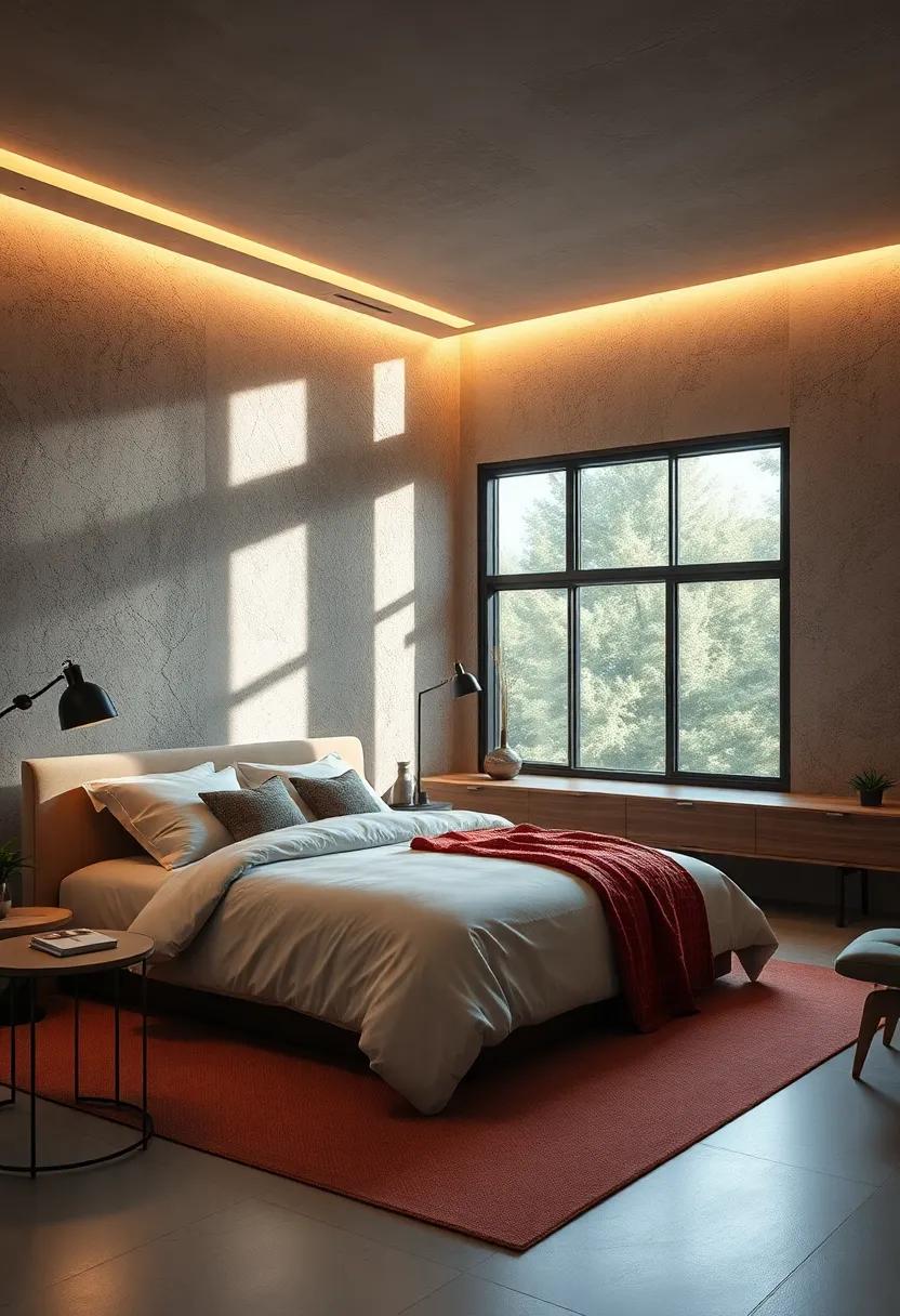 Biophilic Bedroom Design with Lighting Mimicking Natural Sunlight Patterns